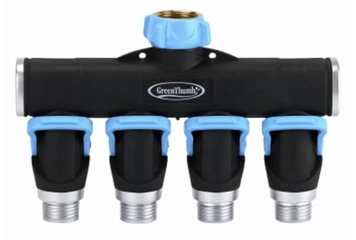Metal Full Flow 4 Way Garden Hose Faucet Splitter with Shut Offs - Pack of (12)
