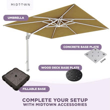 Midtown Umbrellas 10x10 Ft Outdoor Cantilever Patio Umbrella w/Sunbrella Forrest Green Fabric - Tilt 360° Rotate Offset Patio, Deck Patio, Backyard & Garden - Silver Frame