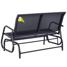 leoglint 2-Person Outdoor Chair Outdoor Glider Bench, Patio Double Swing Rocking Chair Loveseat w/Powder Coated Steel Frame for Backyard Garden Porch, Black