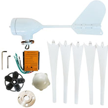 AISINILALAO Low Noise 500W-800W Vertical Wind Turbine, 12V-220V Household and Efficient Solar Cell System 5 Blade Wind Power Generator Kit(White),48v