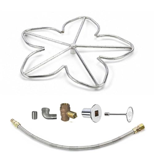 Spotix HPC Penta Match Lit Fire Pit Burner Kit (FPS-PENTA24KIT-NG-MSCB) with 24-Inch Stainless Steel Burner, Natural Gas, Polished Chrome, with Flange, Key, Valve, Flex Line and Fittings