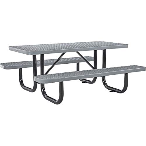 Global Industrial 6’L Rectangular Picnic Table, Expanded Metal, Gray