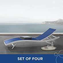 Modway Glimpse Outdoor Patio Mesh Chaise Lounge Set of 4 White Navy