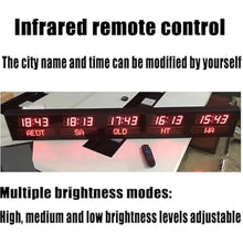 POCDOKYZ 4-Zone Led World Clock, 1.8 Inch Digits/Remote Control/Adjustable Brightness/ DC12V Powered for Office, Hotel, Airport,B