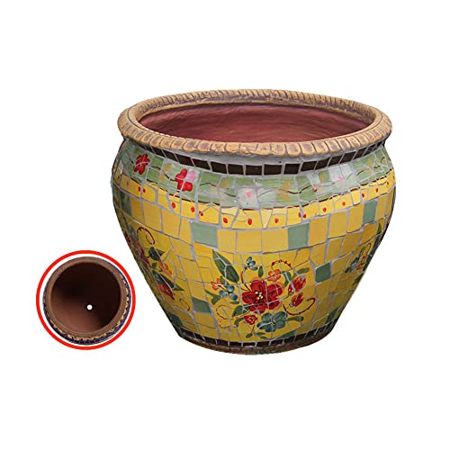 XYIANG Outdoor Courtyard Ceramic Large Flower Pot American Garden Balcony Decoration Plant Pot European Classical Garden Planter Villa Corridor Aisle Flower Cylinder (20)
