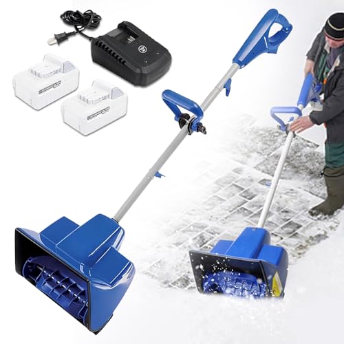 Eastnmythet Electric Snow Blower, Cordless Snow Blower Battery Powered, Hand-Pushed Snow Thrower Shovel for Driveway, Patio, and Playground,2 Battery