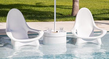 REZVANI FURNITURE STUDIO Tenjam Ripple Wide in Pool Table with Umbrella Hole for Sun Shelf, Ledge Table for Water Depths up to 10", Lounger Side Table (Made-to-Order-Colors) (White)