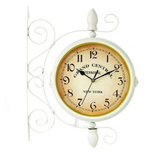 ERTTGWGF Retro Double Side Rotating Metal Hanging Clock Outdoor/Home/Garden Decor European Clock