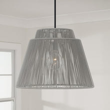 Capital Lighting 956311EK Jasper Indoor/Outdoor Hand-Wrapped Resin Pendant, 1-Light 100 Watt, 17" H x 23" W, Grey and Black