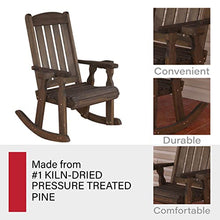 Amish Casual Heavy Duty 600 Lb Mission Pressure Treated Rocking Chair with Cupholders (Dark Walnut Stain)