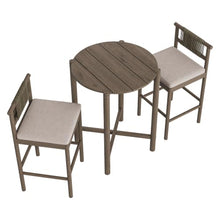 Modway Eleni 3-Piece Outdoor Teak Wood Bar Set in Weathered Gray Pebble – 35 Inch Round Patio Bar Table with 2 Bar Chairs