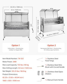 VEVOR Rotisserie Grill, Hood52" Electric Rotisserie Grill Kit