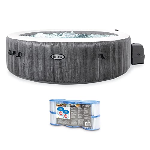 Intex PureSpa Plus 6-Person Inflatable Hot Tub with Filter Cartridges Gray