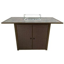 Hiland AZ Patio Heaters Rectangluar Bar Height Tile Top Fire Pit with Wind Screen