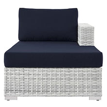 Modway Convene Wicker Rattan Outdoor Patio Right-Arm Chaise in Light Gray Navy