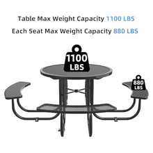 WZONICE98 46" Round Outdoor Steel Picnic Table with Umbrella Hole Black Mesh Picnic Table for Patio, Garden, Camping, Seats 4-6 Adults