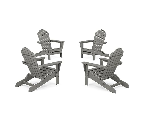 Trex Outdoor Furniture 4-Piece Monterey Bay Folding Adirondack Chair Conversation Set in Stepping Stone
