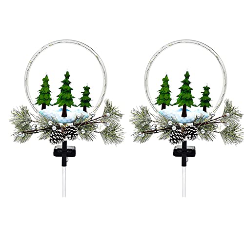 Christmas Pine Cone Lights Solar Tree Lights Garden Outdoor Waterproof Solar Yard Decoration Light Solar Stakes Deco Lights for Patio Lawn Pathway Christmas