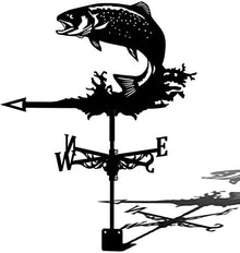 Cozy Cottage with Roof Mount Metal Weathervane Decoration Black Weather Vane Wind Direction Indicator Kit Metal Bracket Weather Vane for Roof Garden Home Garden Sheds Fence Posts Pergola (Carp)