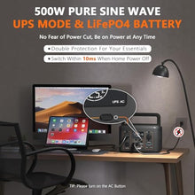 ALLWEI Portable Power Station 500W, 512Wh LiFePO4 Battery UPS Backup Power