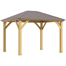 Outsunny 10' x 12' Hardtop Gazebo with Galvanized Steel Roof, Wooden Frame, Brown