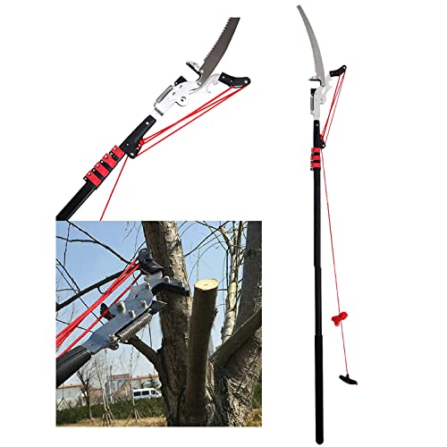 Extendable Tree Pole Pruner, Telescopic Pole Saw Extendable Telescopic Landscaping Pole Saw Tree Saw Long Reach Pole Pruning Saw for Sawing and Shearing-24FT