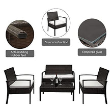 DUYHBAWRS in Stock 2pcs Arm Chairs 1pc Love Seat & Tempered Glass Coffee Table Rattan Sofa Set Brown Gradient Patio Outdoor Furniture
