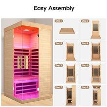 OUTEXER Indoor Far Infrared Sauna Canadian Hemlock Single Person Spa Wood Color