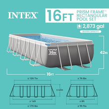 Intex 16ft X 8ft X 42in Prism Frame Rectangular Pool Set with Filter Pump