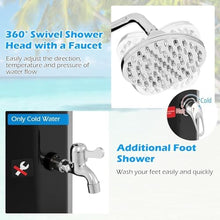 HUXUZYDY Outdoor Solar Heated Shower with Temperature Adjustment, 360° Rotating Head, Foot Shower & Faucet for Pool, Beach, and Garden Use,