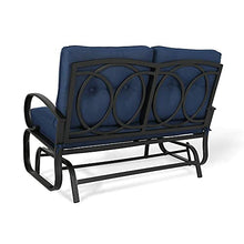 PEAK HOME FURNISHINGS Indoor Outdoor 2-Seat Glider Chair Patio Loveseat Rocking Bench with Cushions (Navy)