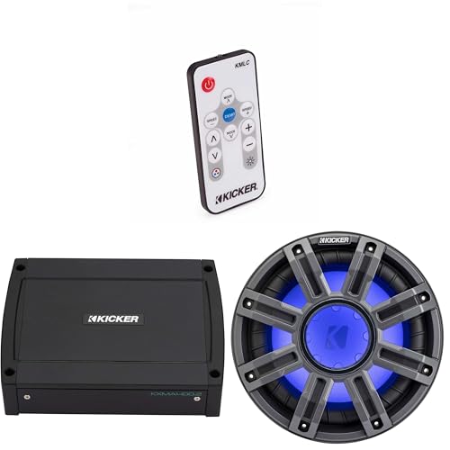 KICKER 10-Inch Premium Marine Subwoofer & 48KXMA4002 Marine Amp Bundle
