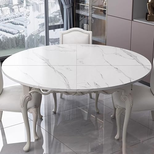 Blazea White Marble Top Dining Table, Elegant Decor Foldable Wood Table Top for Kitchen Coffee Side Table, Heavy Duty Round Table Tops Only, Easy to Store(120 cm (47 inch))