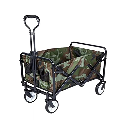 ZEFLMXS Outdoor Camping Portable Folding Trolley 5 Inch Wheel Utility Truck Shopping Cart Garden Four-Wheel Tool(D)