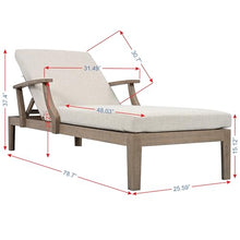 SAFAVIEH Couture Outdoor Patio Furniture Collection - Martinique Chaise Lounge Chair, Natural Teak Solid Wood with Removable Beige Cushions (CPT1066A)