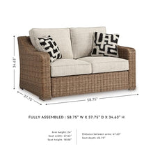 Signature Design by Ashley Beachcroft Outdoor Loveseat with High-Performance Nuvella Cushions, Resin Wicker on Rust-Resistant Aluminum Frame for Patio Seating, Beige