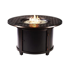 Oakland Living Aluminum 44 in. Round Fire Table Set Four Deep Seating Swivel Rockers, Fire Beads, Lid and Fabric Covers