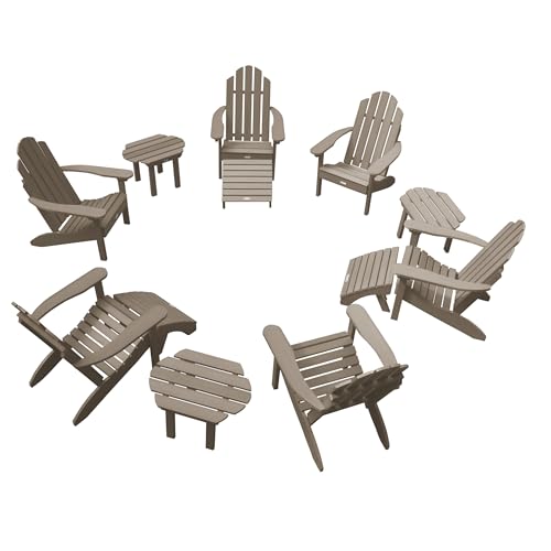 highwood Classic Adirondack Collection Westport Outdoor Fireside, 12 Pc Firepit Set, Woodland Brown