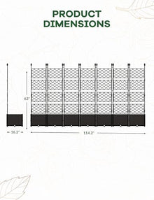 Hipicute 7 PCS Plastic Plant Box with Metal Trellis, Raised Garden Bed with Trellis Planter for Climbing Plant Outdoor Raised Privacy Screen for Patio Balcony,Planter Box for Backyard Patio
