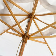 OROTLECT 8.2Ft Classic Vintage Wood Outdoor Patio Umbrella, Pulley Operated, UPF 50+ Sun Shade, For Terrace, Courtyard, Bistro, Pool And Wedding Decoration