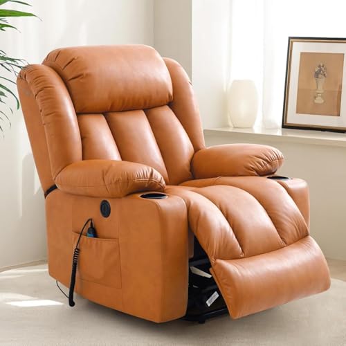HTERWQEA Overstuffed Power Lift Recliner Chair with Massage & Heat