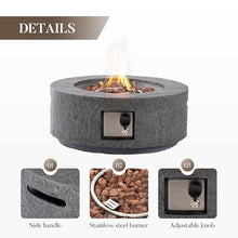 Cosiest Propane Fire Pit for Outside, 28 in Round Gas Fire Pits for Outdoor Patio, Certified, 50000 BTU Concrete Rectangle Base with Rain Cover, Free Lava Rocks