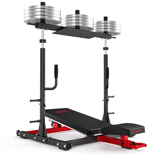 Liksodo Vertical Leg Press Machine for Home Gym, Lower Body Strength - Red