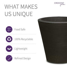Crescent Garden Madison Planter– Weather-Resistant, Double Walled Indoor/Outdoor Plant Pot with Drain Hole – Large Plastic Plant Pot, 26" W (Caviar Black)