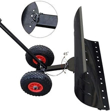 Snow Plow Snow Removal Shovel,Snow Shovel w/Wheels Snow Shovel,for Driveway Doorway Heavy Duty Metal Rolling Snow Plow for Snow Removal,w/Large Blade