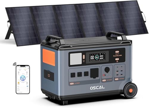 6000W Solar Generator With 500W Solar Panel,120V/240V Split Phase Voltage Portable Power Station PowerMax 6000, 6000w AC Output (9000W Surge), 2400W MPPT Solar for Emergency