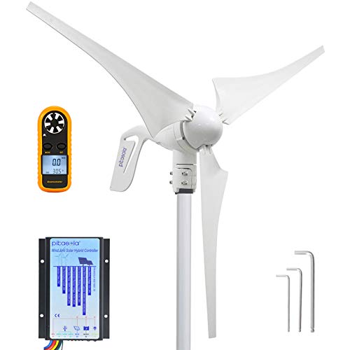 PIKASOLA Wind Turbine Generator 12V 400W with a 30A Hybrid Charge Controller. As Solar and Wind Charge Controller which can Add Max 500W Solar Panel for 12V Battery.