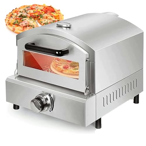 Outdoor Pizza Oven Pellet Pizza ovens with Rotatable Round Pizza Stone Portable Wood Fired with Built-in Thermometer Pizza Stove for Outside Backyard Camping Picnics