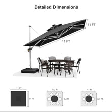 OROTLECT 11' x 11' Square Lighted Cantilever Umbrella With Base,Black
