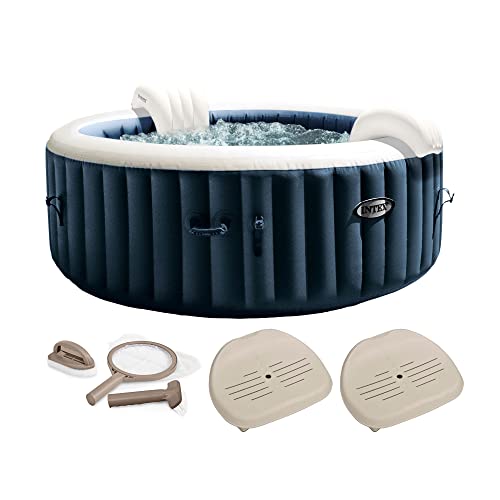 Intex PureSpa Plus Portable Inflatable Hot Tub with Maintenance Kit and Seat Accessory Blue